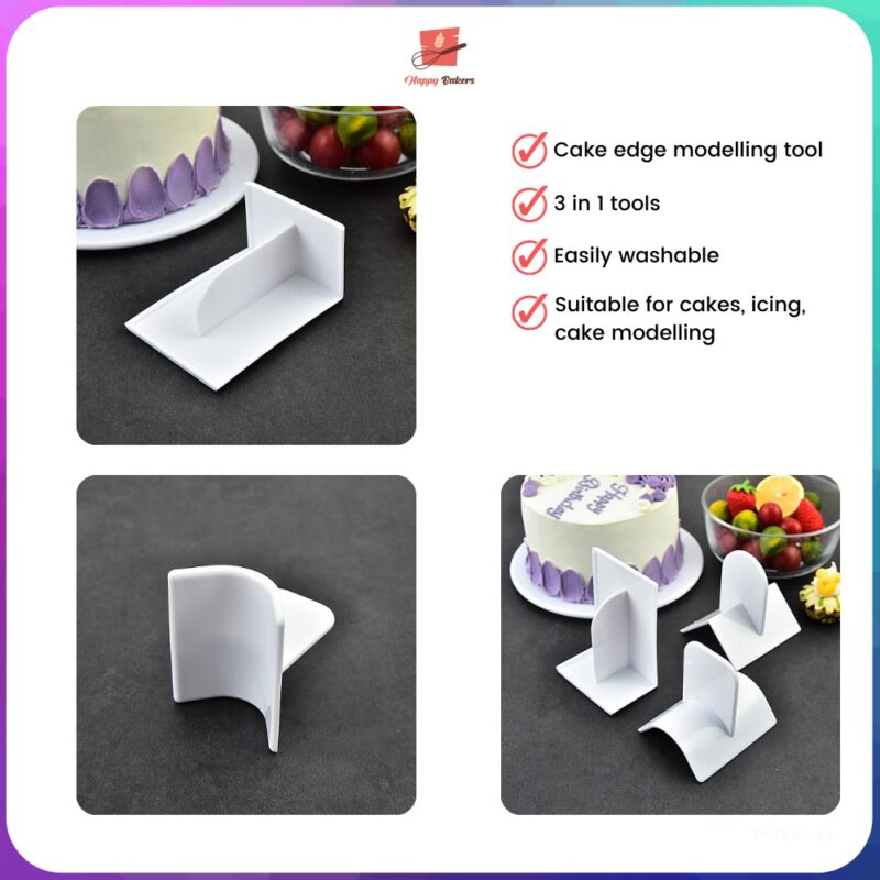 3 in 1 Cake Edge Modelling Decoration Tool | For Icing Fondant Butter Cream Shaping | Sugarcraft Scraping