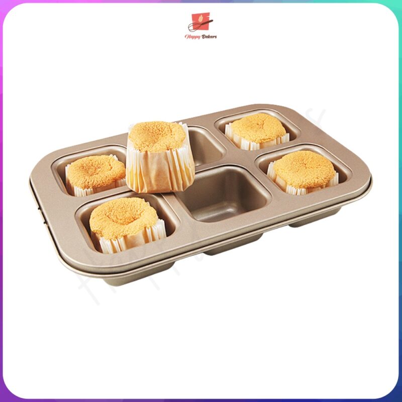 Square 6 Cavities Baking Tray - Image 2