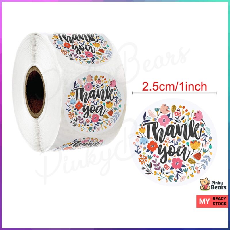 Assorted Flowery Thank You Labelling 2.5cm stickers | For Packaging, Gifts, Hampers, Appreciation, Children School - Image 4