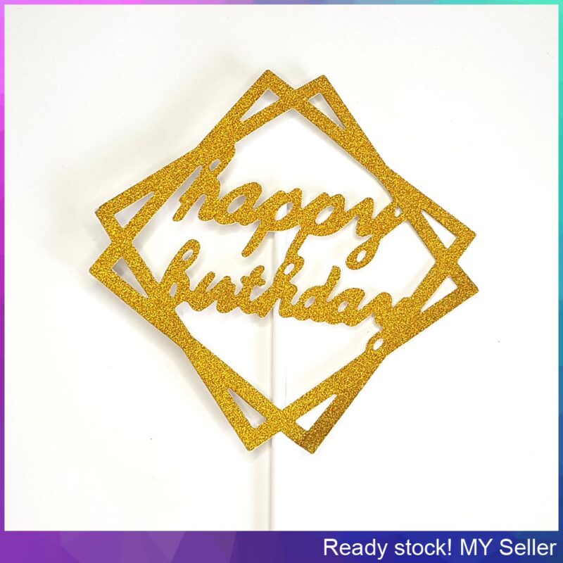 Happy Birthday Glitter Cake Toppers - Image 2