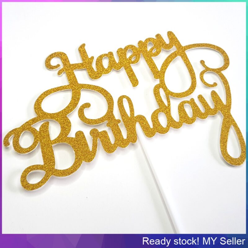 Happy Birthday Glitter Cake Toppers - Image 3