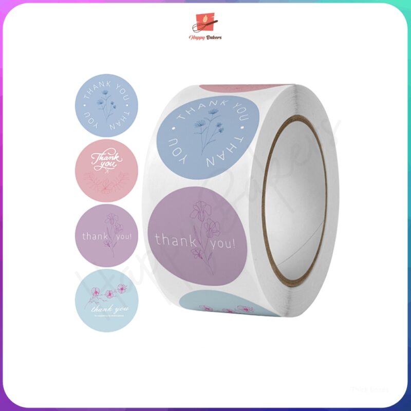 Assorted Flowery Thank You Labelling 2.5cm stickers | For Packaging, Gifts, Hampers, Appreciation, Children School - Image 9