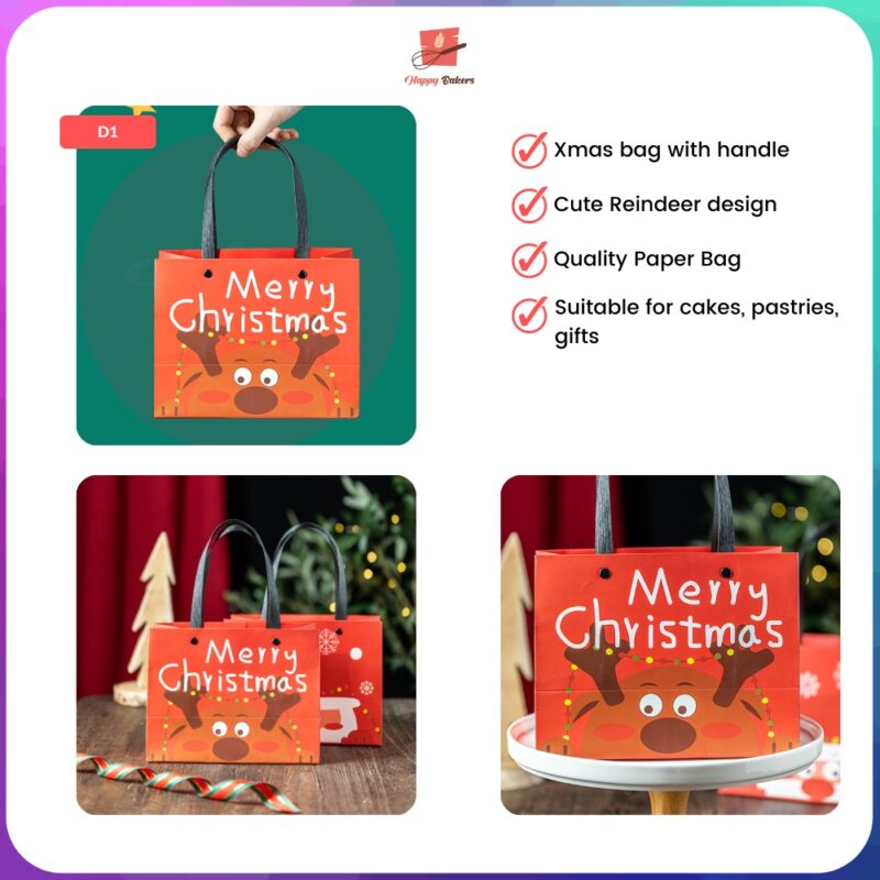 Christmas Reindeer Paper Bag With Handle