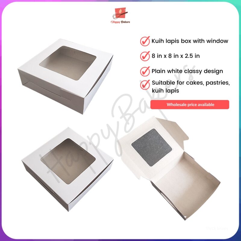White Kuih Lapis Box With Window