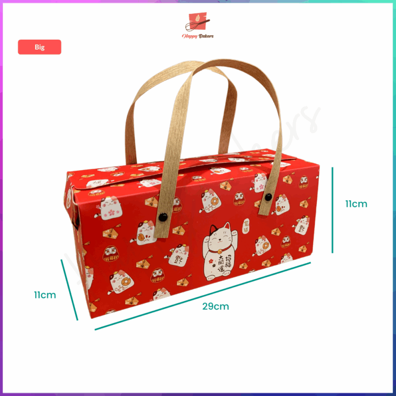 CNY Fortune Cat Gift Box Packaging Box With Handle - Image 3