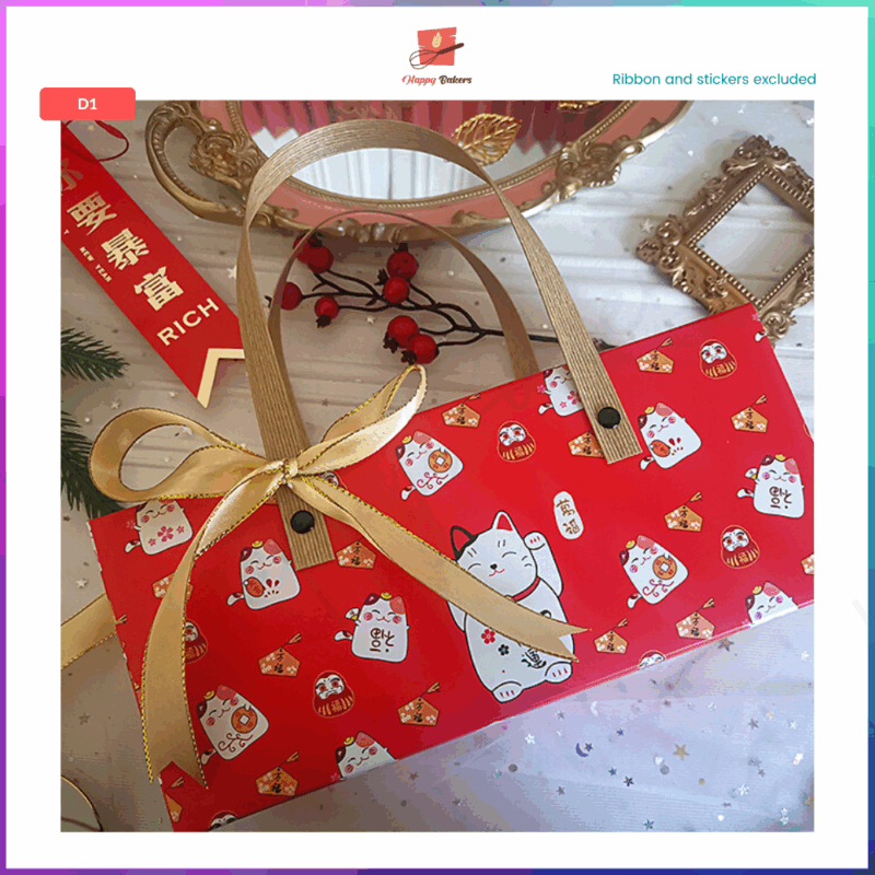 CNY Fortune Cat Gift Box Packaging Box With Handle - Image 6