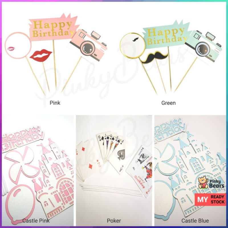 Happy Birthday Poker Card Camera 4 in 1 Props Toppers