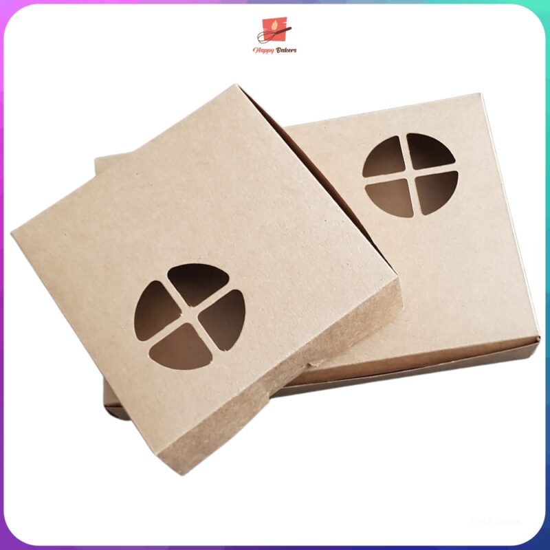 Kraft Plain Brown Egg Tart Box - Image 2