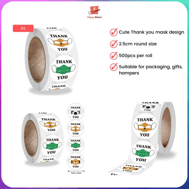 Thank You Mask On Round Stickers