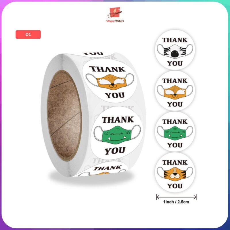 Thank You Mask On Round Stickers - Image 3