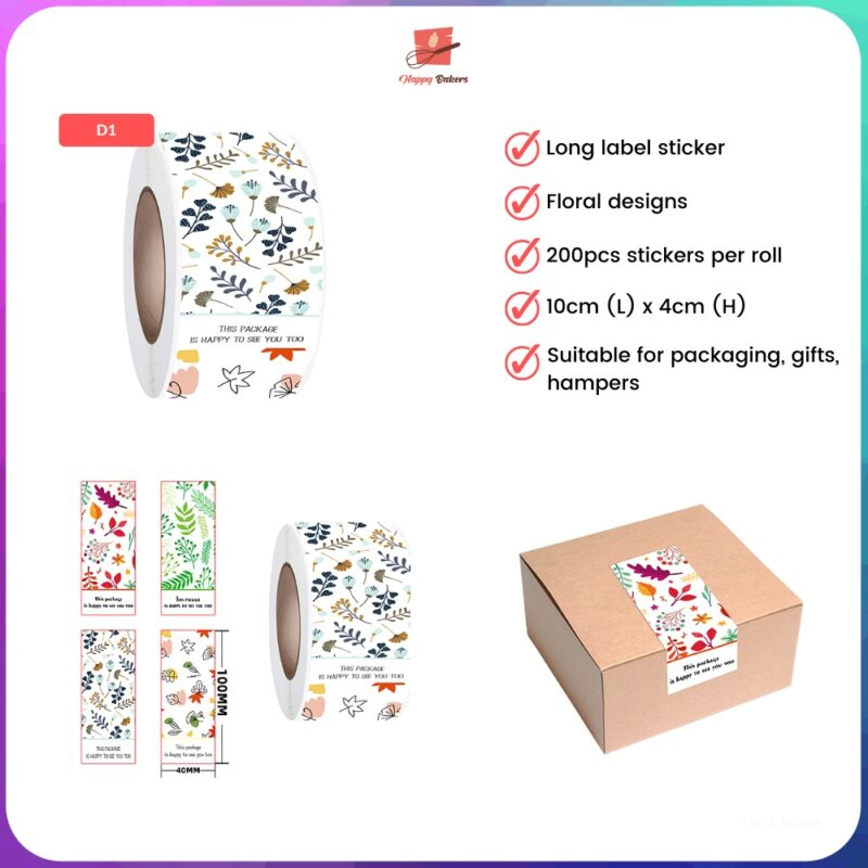 This Package Is Happy To See You Nature Floral Design Sealing Stickers