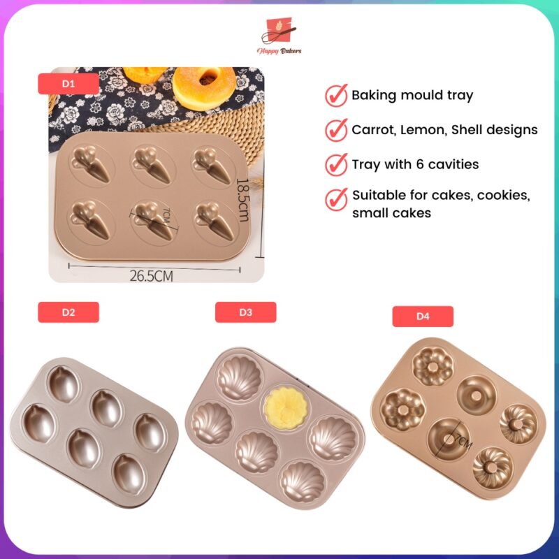 Baking Tray 6 Cavities Carrot Lemon Shell Designs