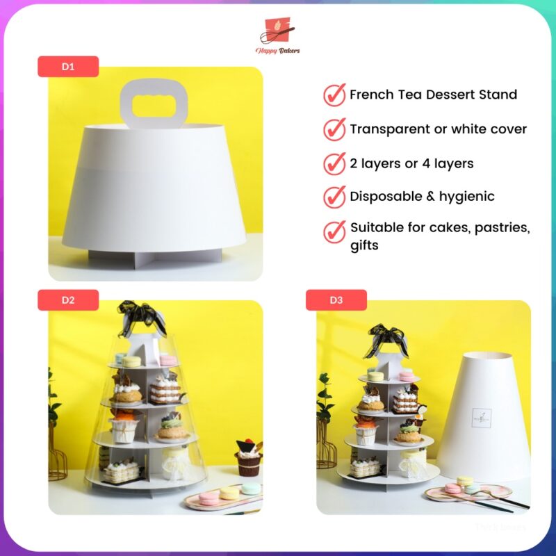 French Style Round Cardboard High Tea Dessert Tower