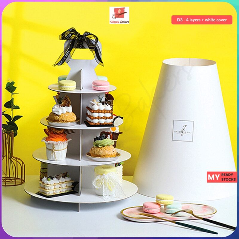 French Style Round Cardboard High Tea Dessert Tower - Image 5
