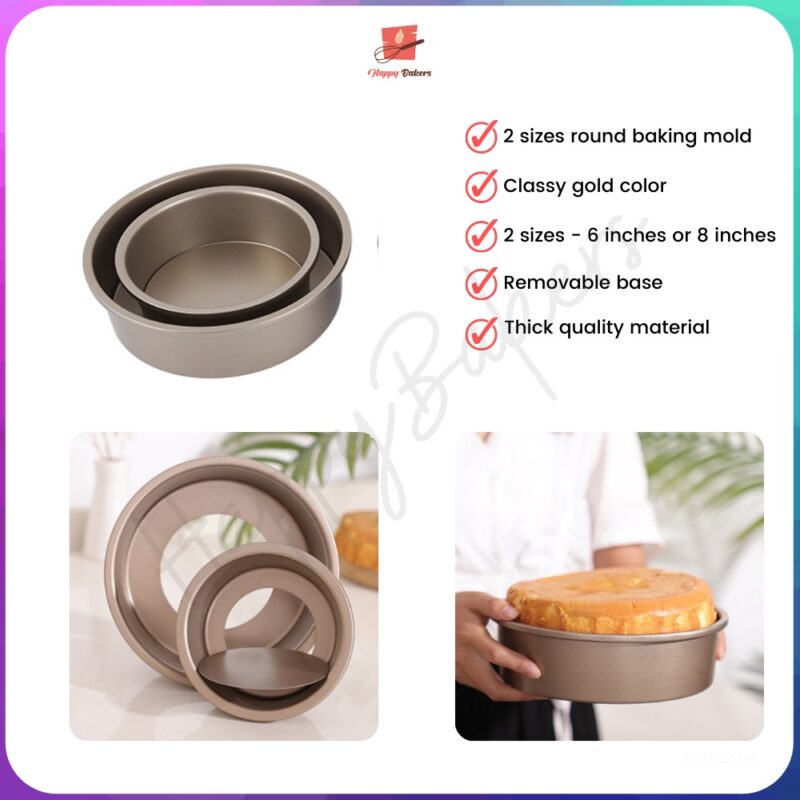 Round Baking 6 inches or 8 inches Tray Pan With Removable Base