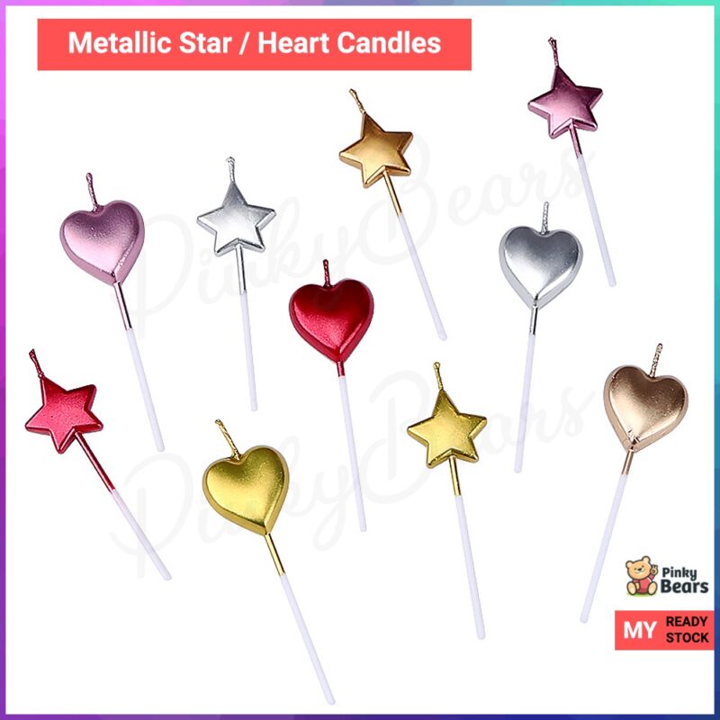 Metallic Heart Star Candle