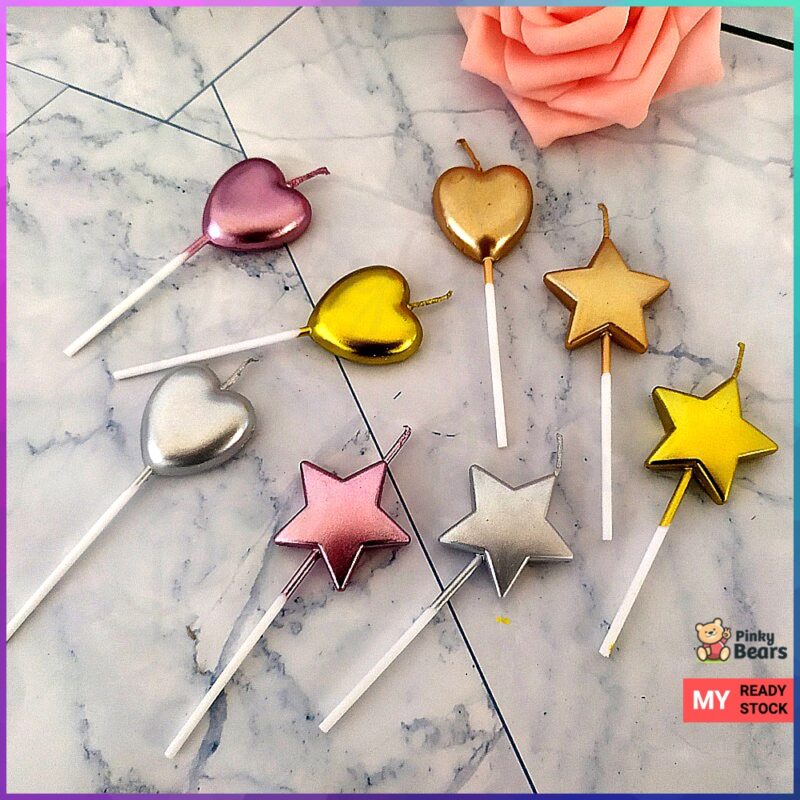 Metallic Heart Star Candle - Image 2