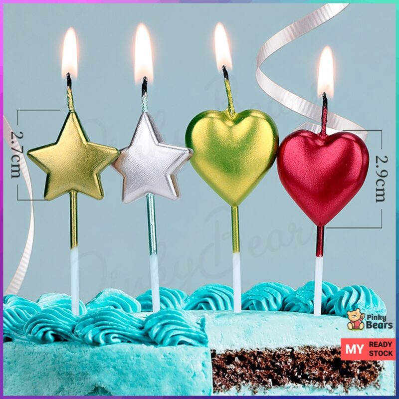 Metallic Heart Star Candle - Image 3