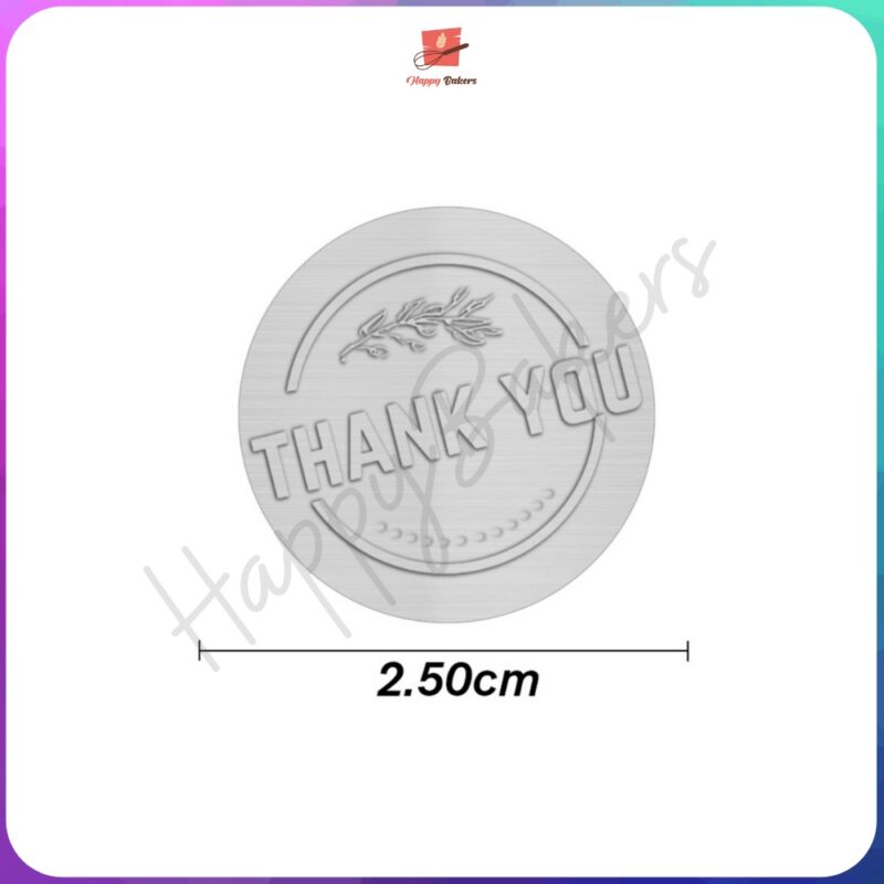 Glossy Thank You Gold Silver Round Stickers - Image 2
