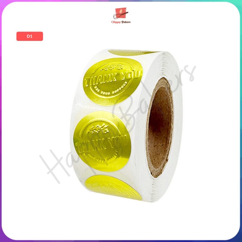 Glossy Thank You Gold Silver Round Stickers - Image 3