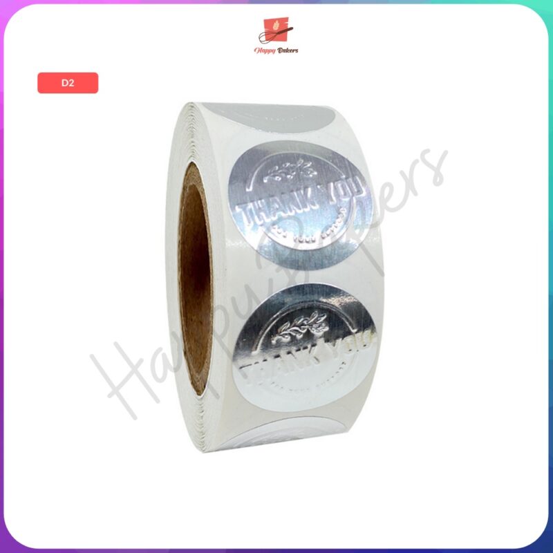 Glossy Thank You Gold Silver Round Stickers - Image 4