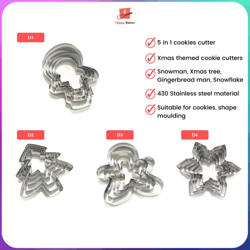 5 in 1 Christmas Cookies Cutter
