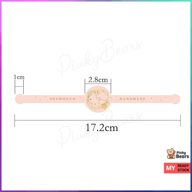 Gold Embossed Pink Bunny Mooncake Labelling Stickers