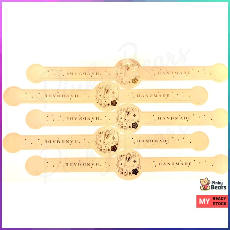 Gold Embossed Pink Bunny Mooncake Labelling Stickers - Image 2