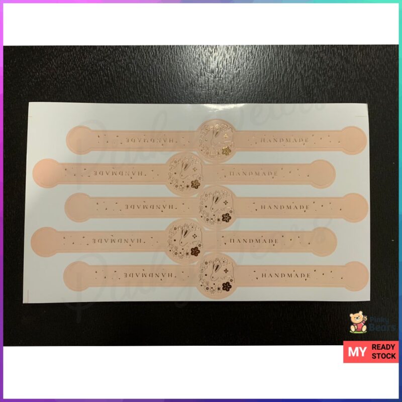 Gold Embossed Pink Bunny Mooncake Labelling Stickers - Image 3