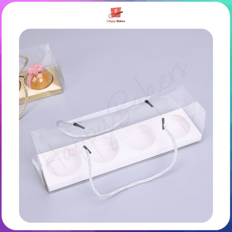 Transparent Cup Cake Box With 4 Holes Base
