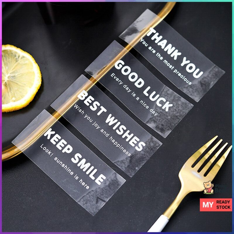 Assorted PVC Transparent Best Wishes Good Luck Thank You Labelling Stickers