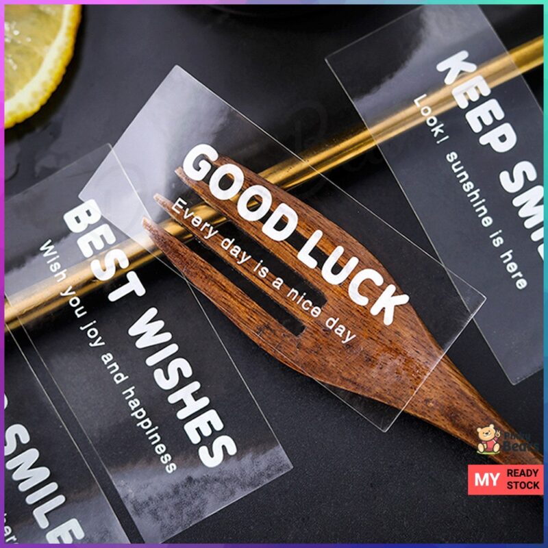 Assorted PVC Transparent Best Wishes Good Luck Thank You Labelling Stickers - Image 2