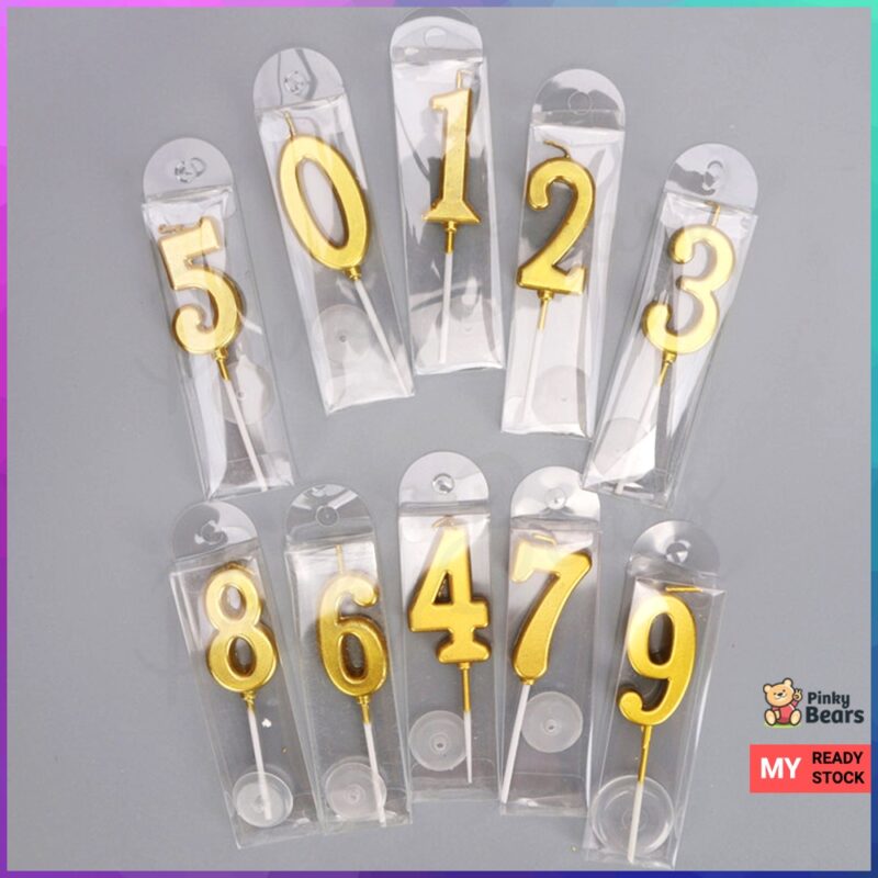 Gold Number Birthday Party Celebration Candle - Image 2