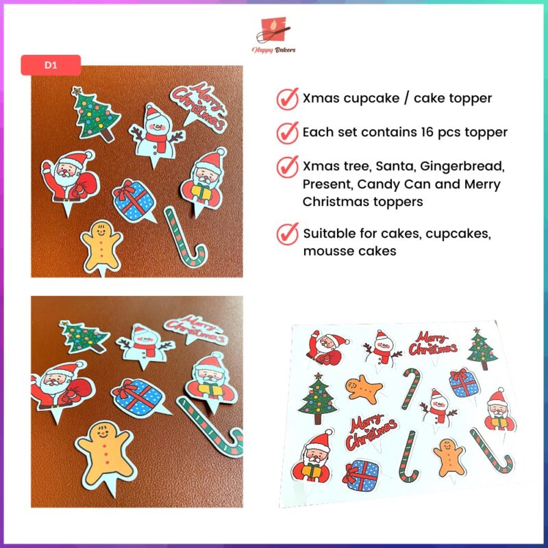 Christmas Mini Mousse Cake Cupcake Topper Card