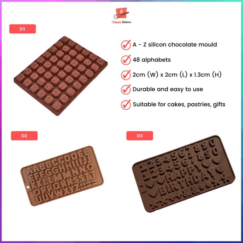 Alphabet Numbers Happy Birthday Silicon Chocolate Mould