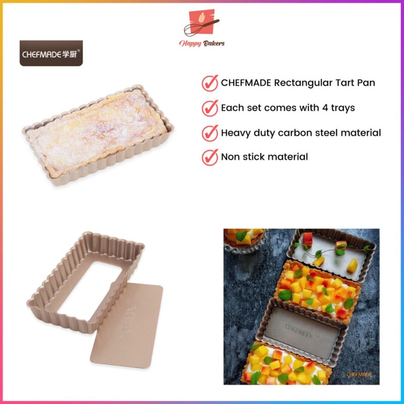 CHEFMADE Mini Rectangle 4pcs Tart Pan Set WK9037-4