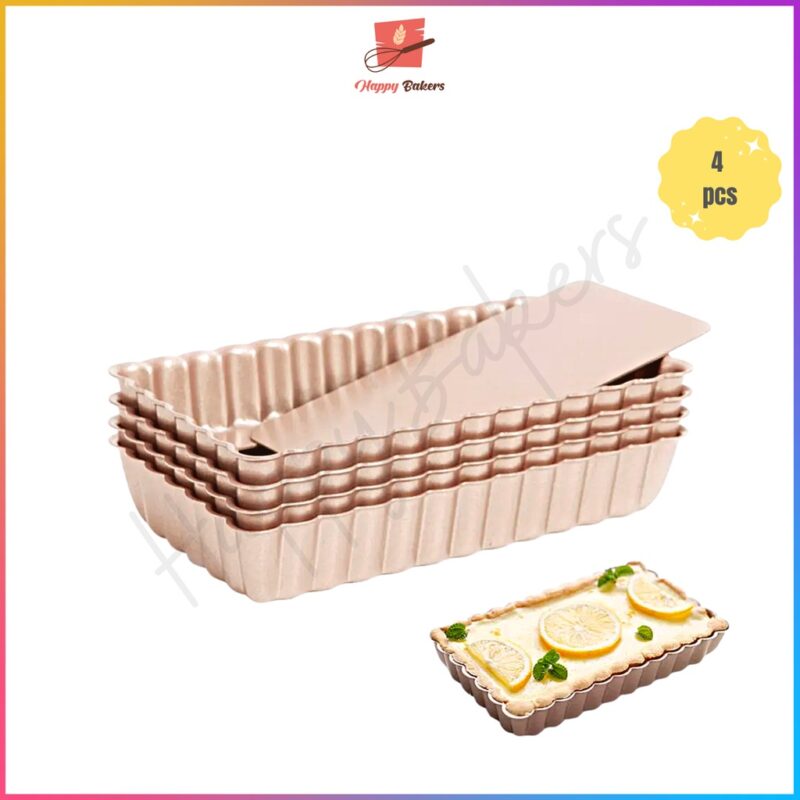 CHEFMADE Mini Rectangle 4pcs Tart Pan Set WK9037-4 - Image 3