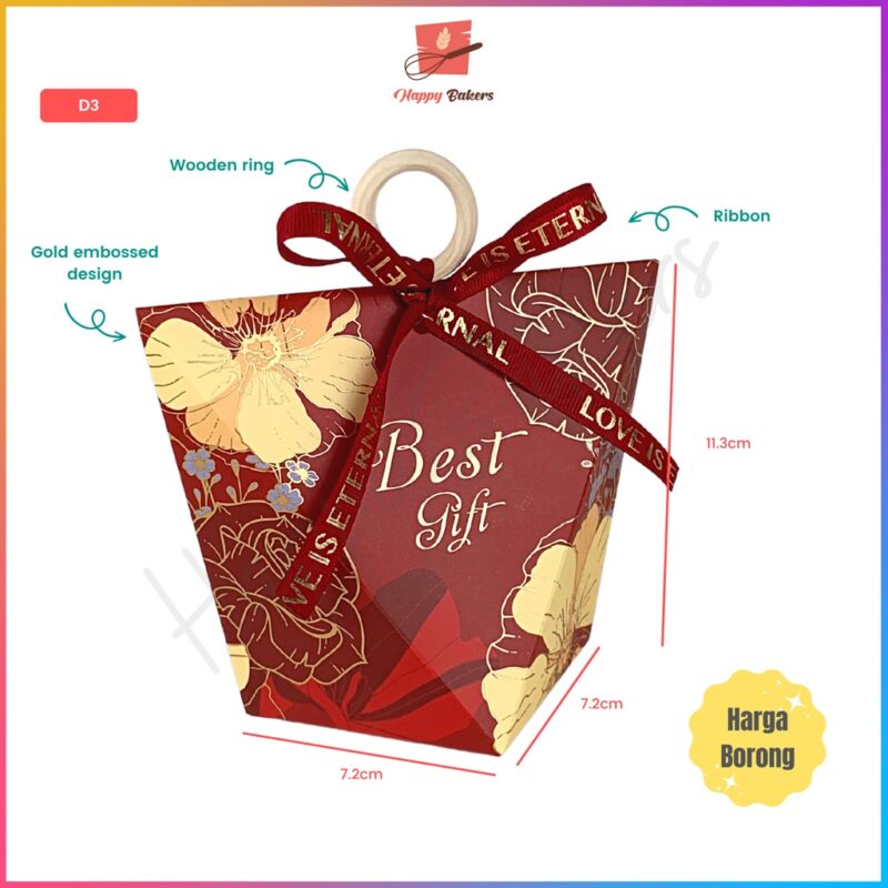 INS Best Wishes Floral Mini Gift Box With Wooden Ring | For Door Gifts Wedding Birthday Baby Shower | Mini Cakes Cookies - Image 6