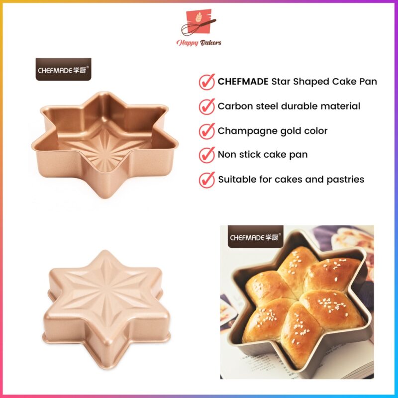 CHEFMADE Star Shape Cake Pan | WK9142 |  Non Stick Carbon Steel Quality Bakeware