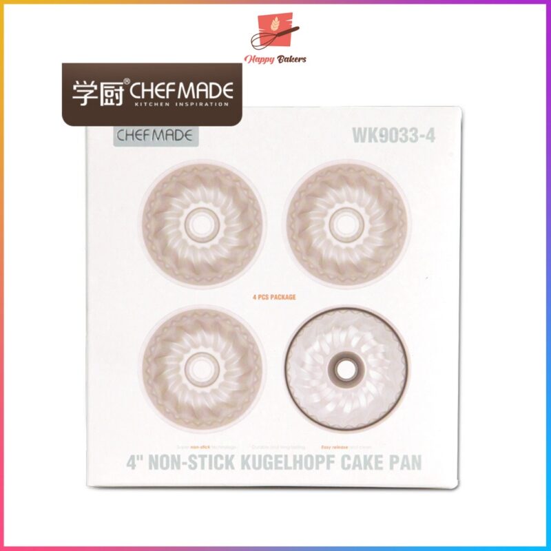 CHEFMADE 4" Non-stick Kugelhopf Cake Pan | 4 Pcs Set | Non Stick Carbon Steel Quality Bakeware - Image 8