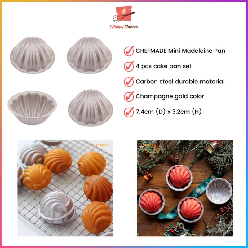 CHEFMADE WK9910-4 Mini Madeleine 4pcs Cake Pan Set