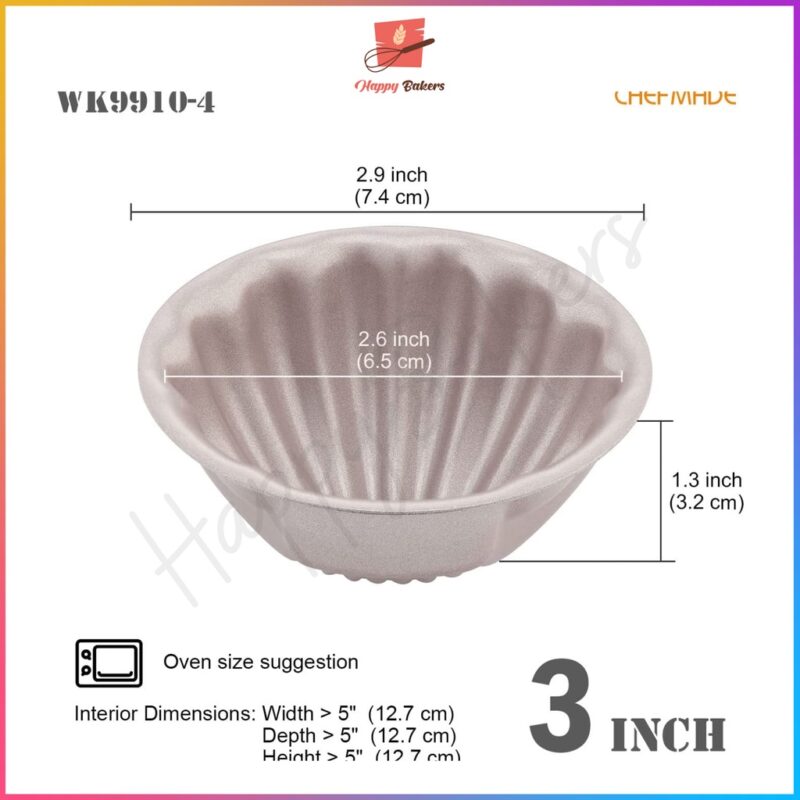 CHEFMADE WK9910-4 Mini Madeleine 4pcs Cake Pan Set - Image 3