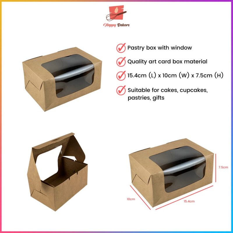 L Shaped 6 inches Brown Kraft Box With Window