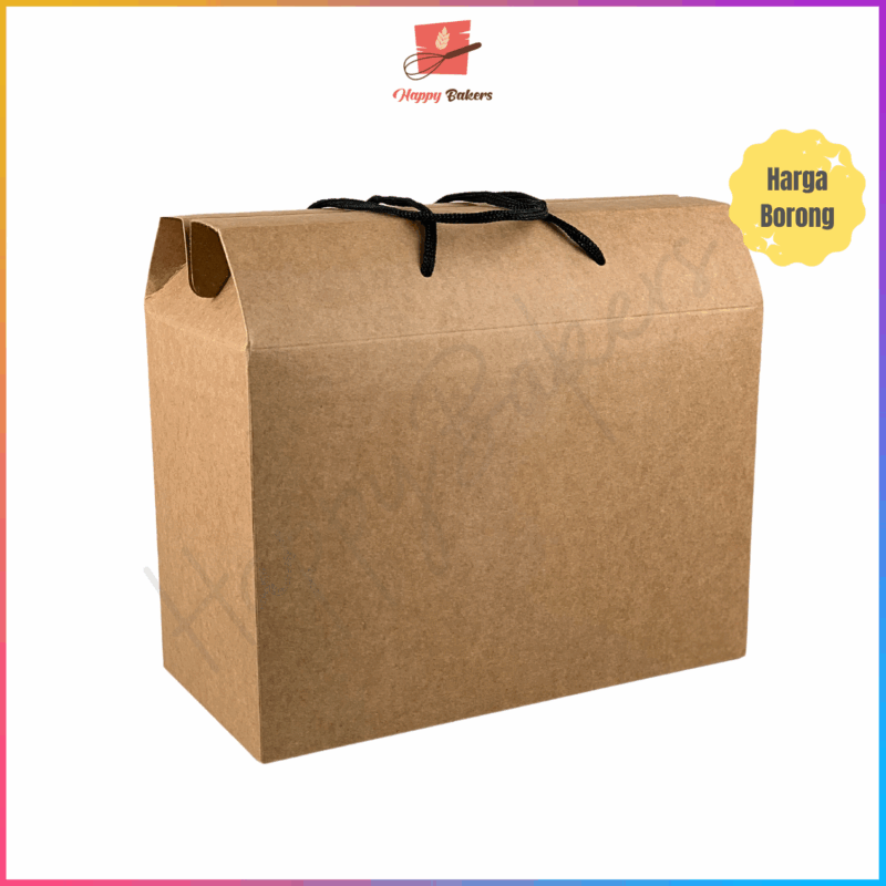 Brown Gift Box With Handle - Image 2