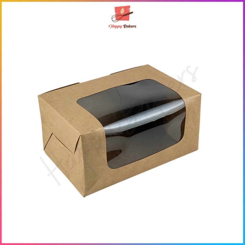 L Shaped 6 inches Brown Kraft Box With Window - Image 2