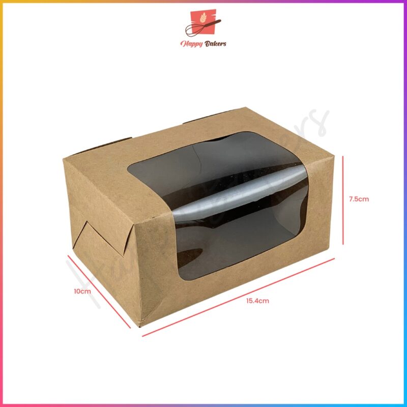 L Shaped 6 inches Brown Kraft Box With Window - Image 3