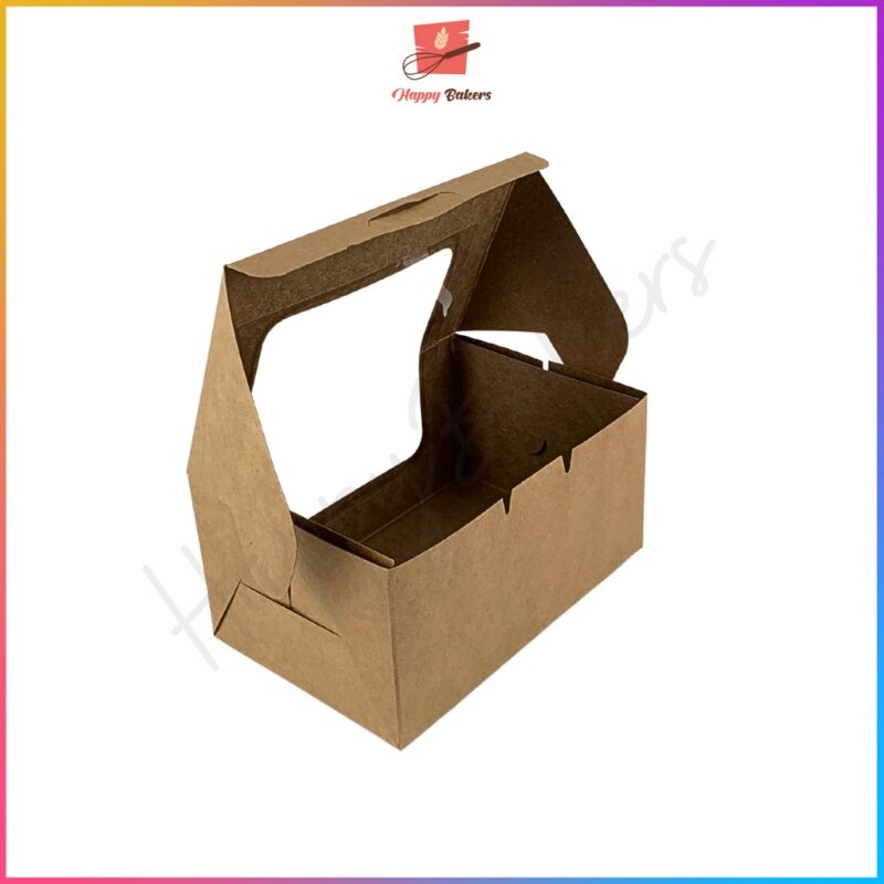 L Shaped 6 inches Brown Kraft Box With Window - Image 4