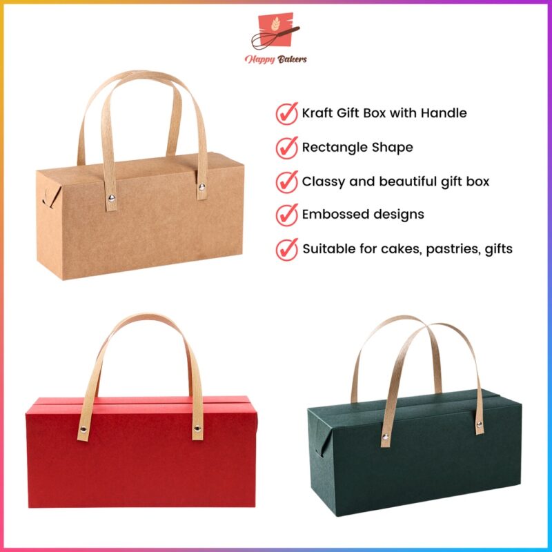 Classical Rectangle Kraft Gift Box With Handle