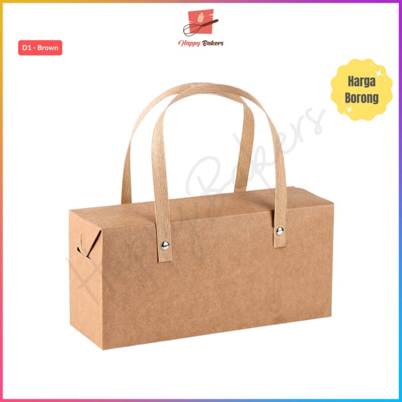 Classical Rectangle Kraft Gift Box With Handle - Image 2