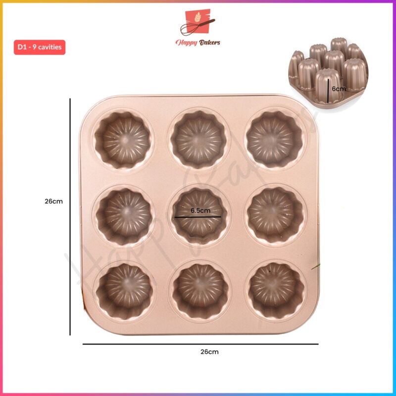 Canneles De Bordeaux 9 or 12 Cavities Baking Tray Pan Mould - Image 2